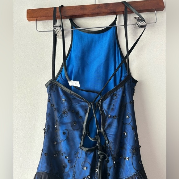 Y2K Dillard's black and blue prom midi length formal dress size 3/4 - Picture 5 of 7